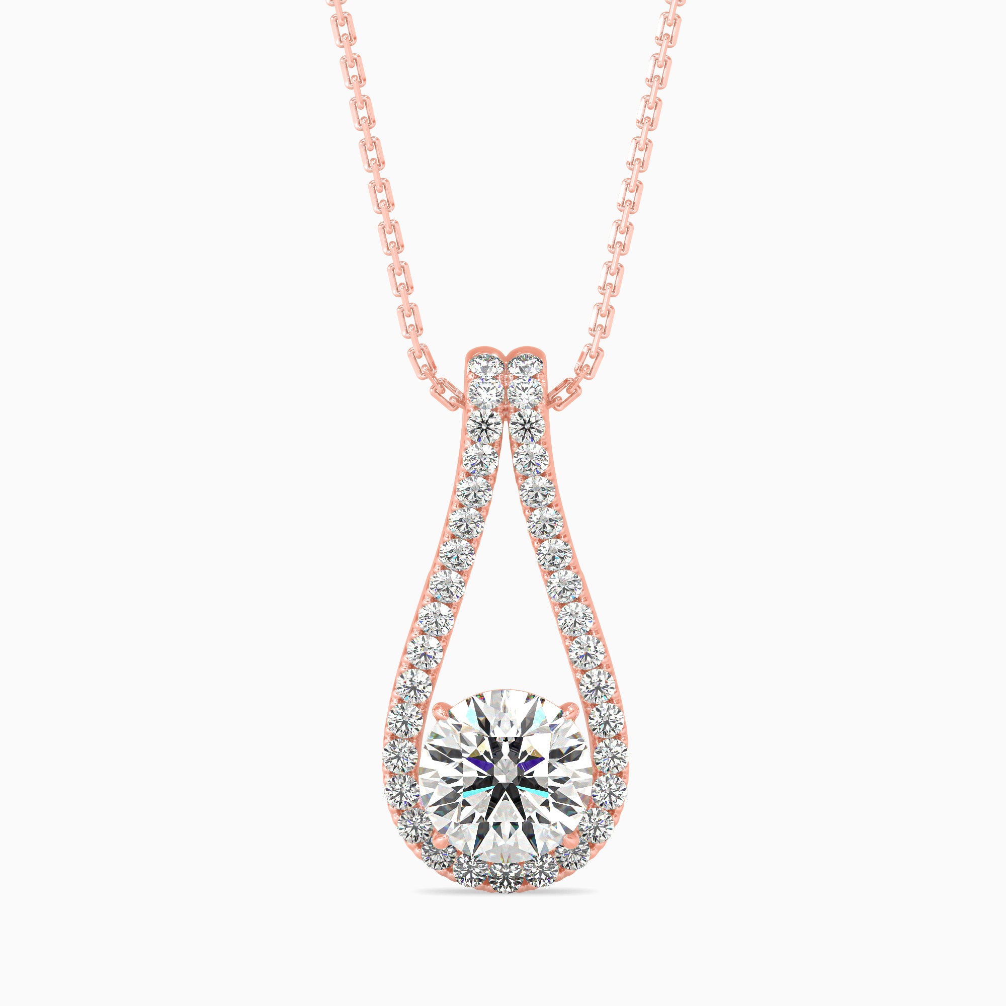 Giselle Solitaire Diamond Pendant-Rose Gold