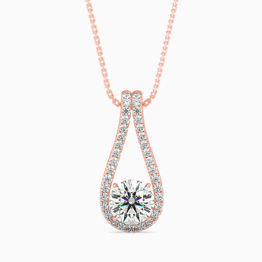 Giselle Solitaire Diamond Pendant-Rose Gold
