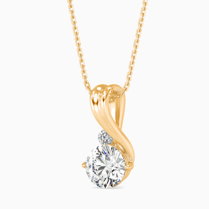 Piec Diamond Solitaire Pendant-Golden