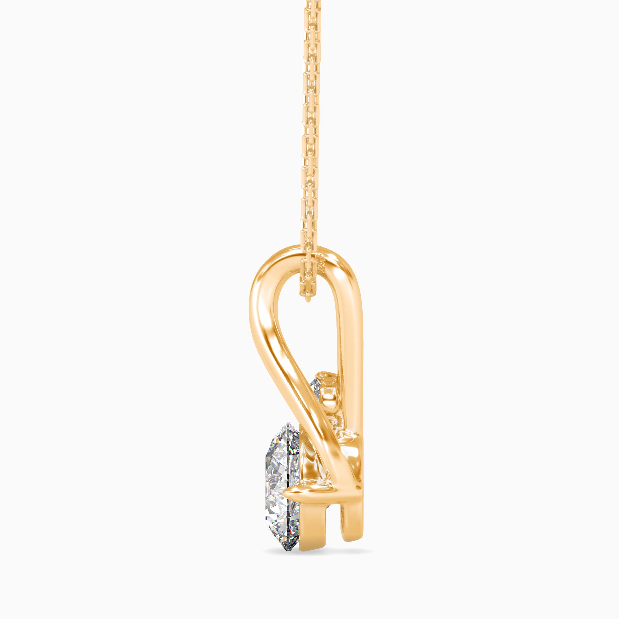 Piec Diamond Solitaire Pendant-Golden
