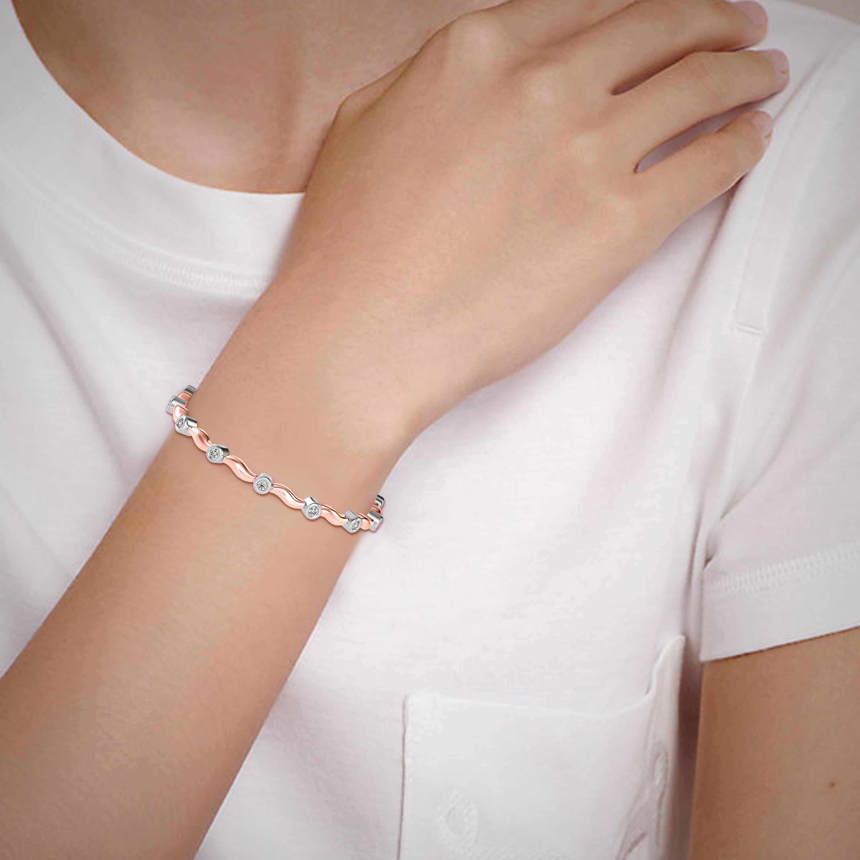 Holocaust Diamond Tennis Bracelet-Rose Gold