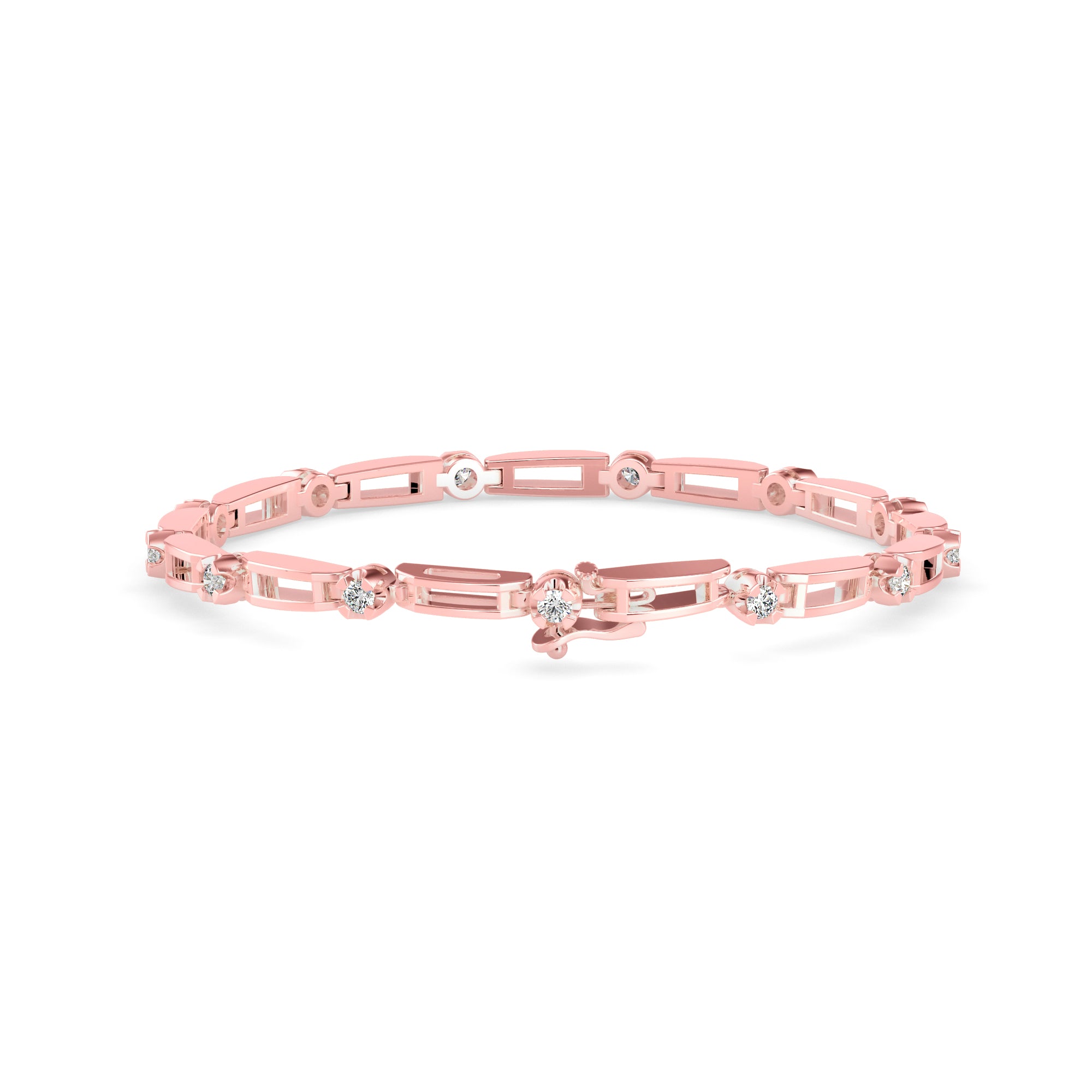 Bifilar Diamond Tennis Bracelet-Rose Gold
