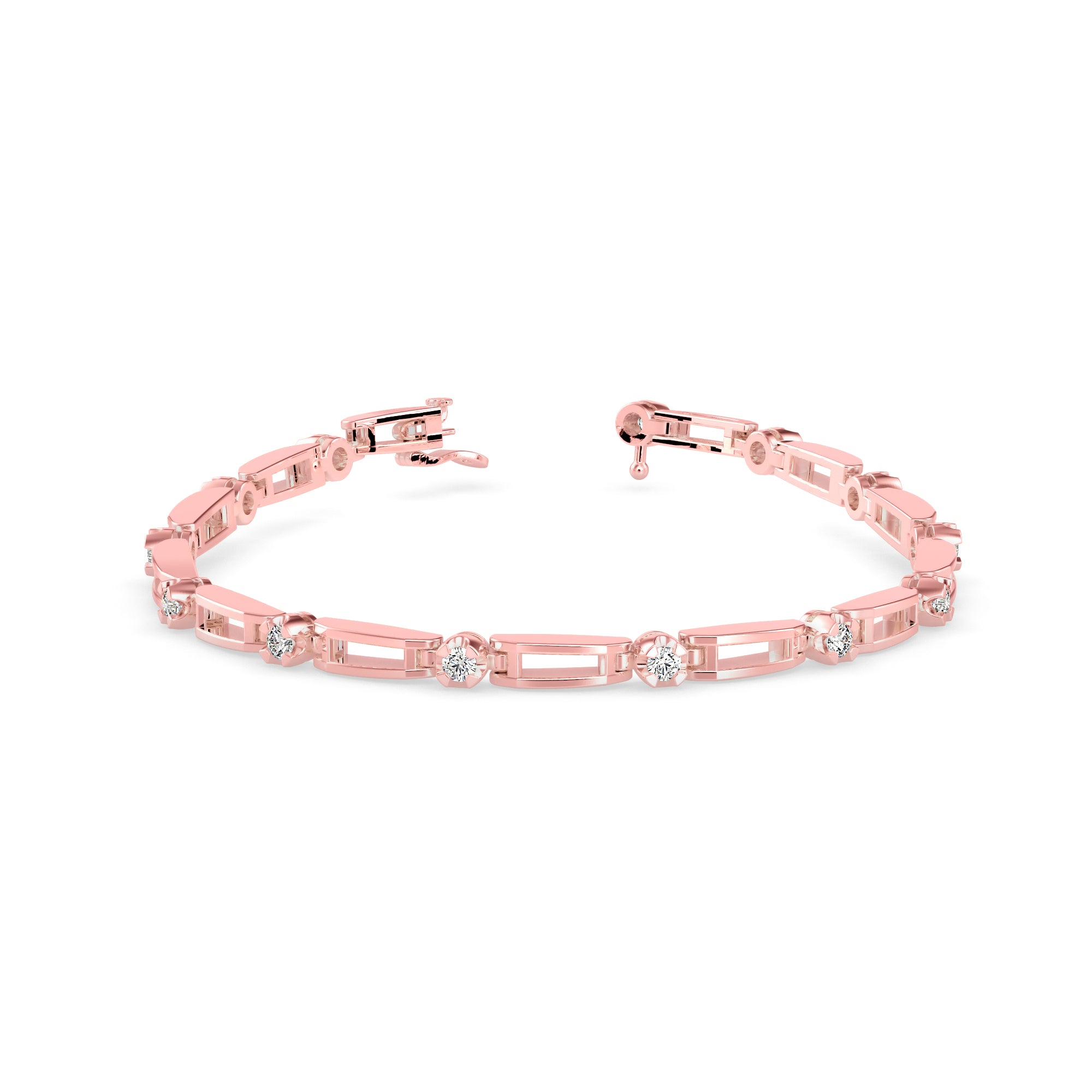 Bifilar Diamond Tennis Bracelet-Rose Gold