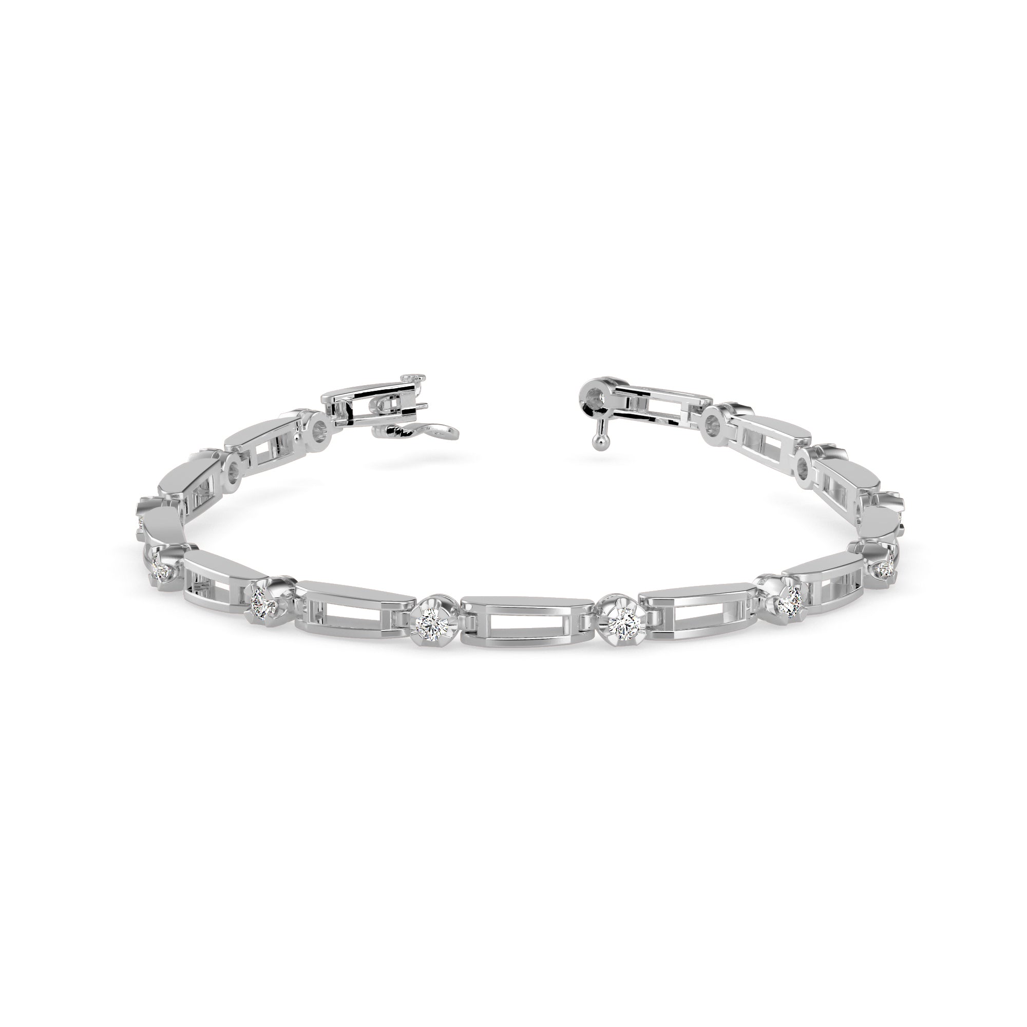 Bifilar Diamond Tennis Bracelet-Silver