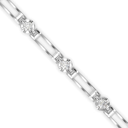 Bifilar Diamond Tennis Bracelet-Silver