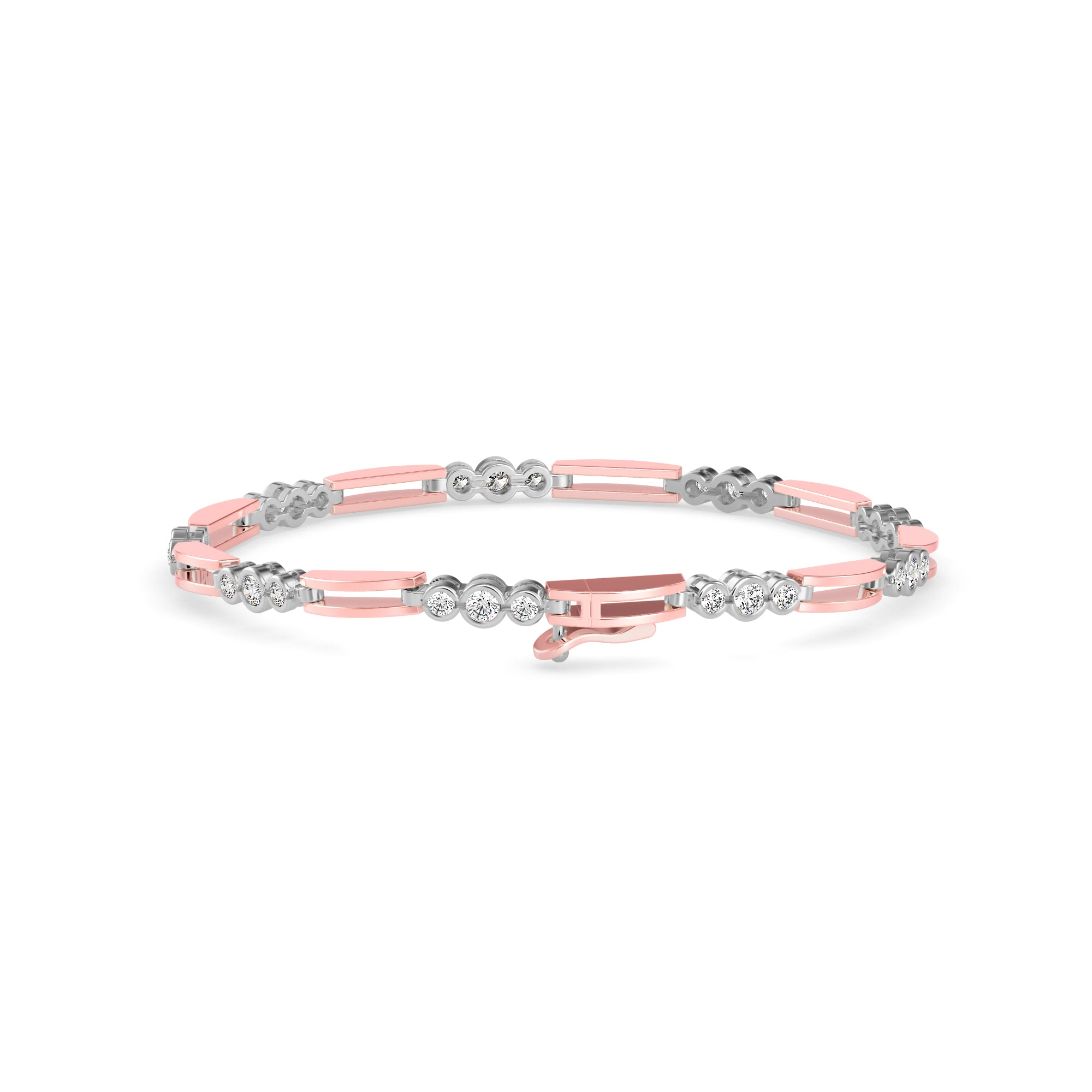 Facet Tennis Diamond Bracelet-Rose Gold