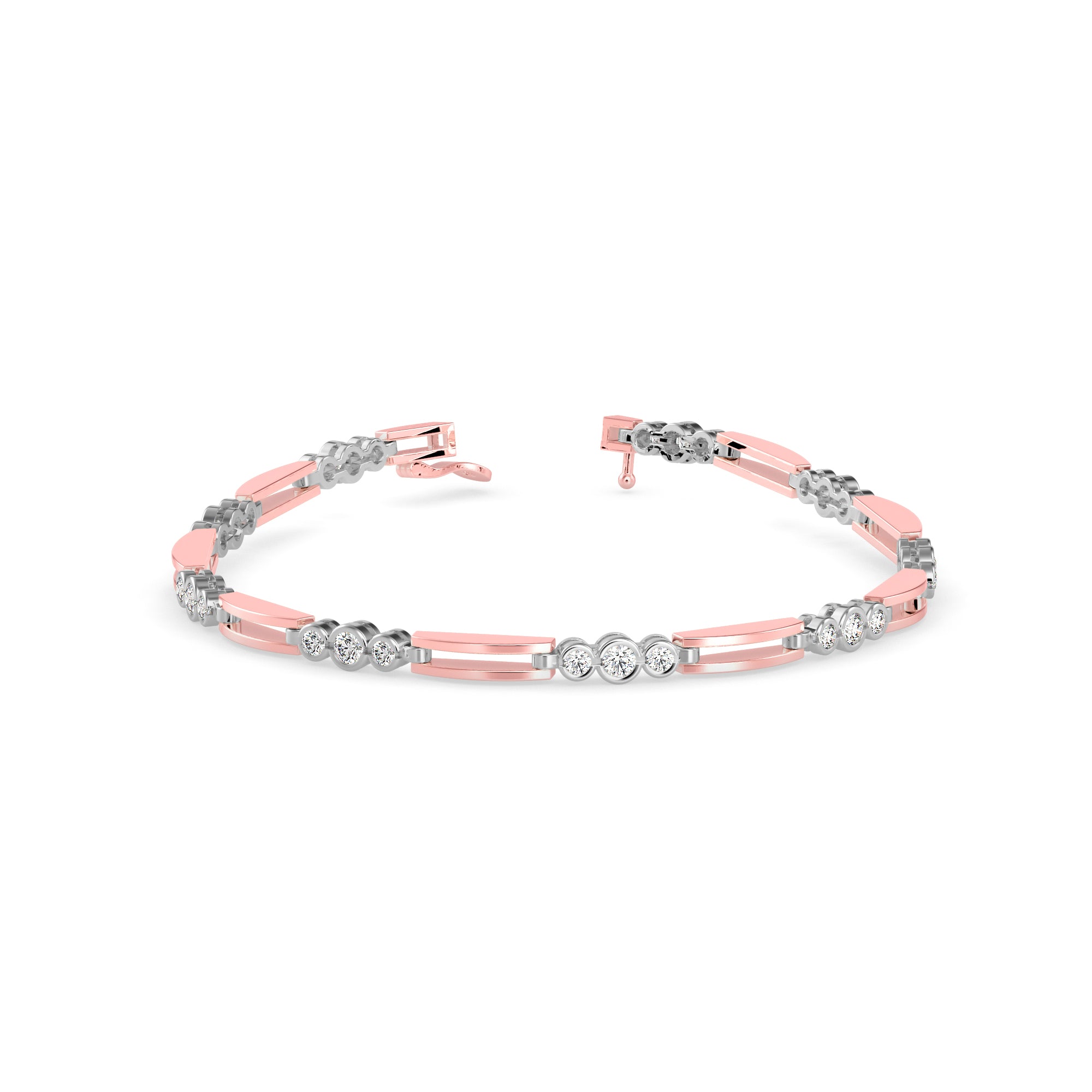 Facet Tennis Diamond Bracelet-Rose Gold