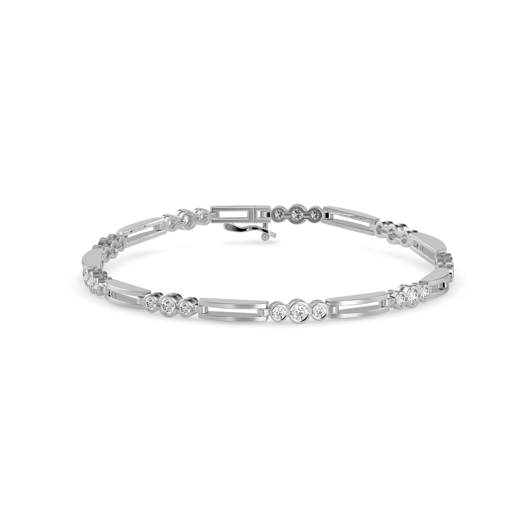 Facet Tennis Diamond Bracelet-Silver