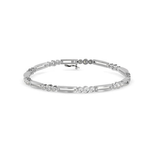 Facet Tennis Diamond Bracelet-Silver