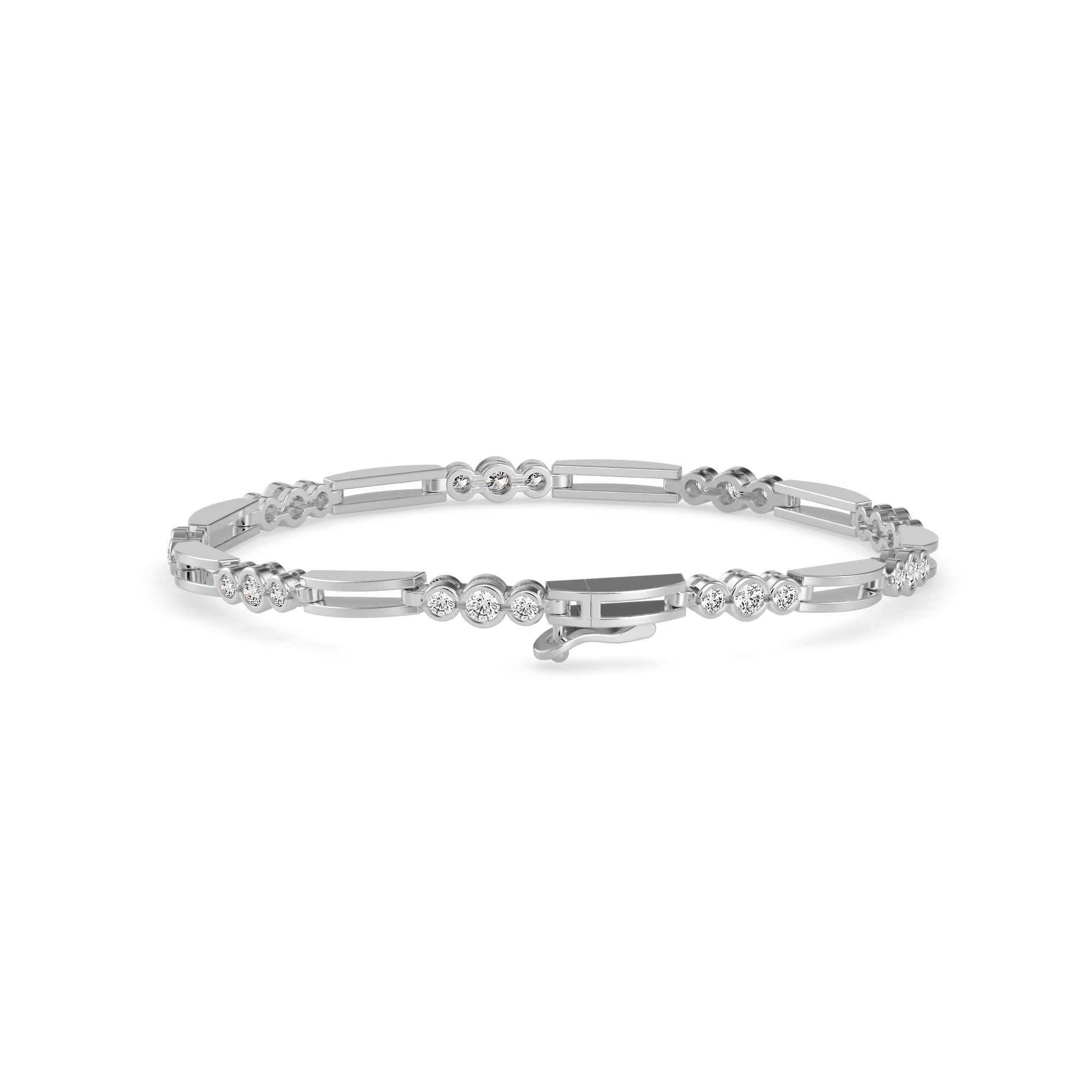 Facet Tennis Diamond Bracelet-Silver