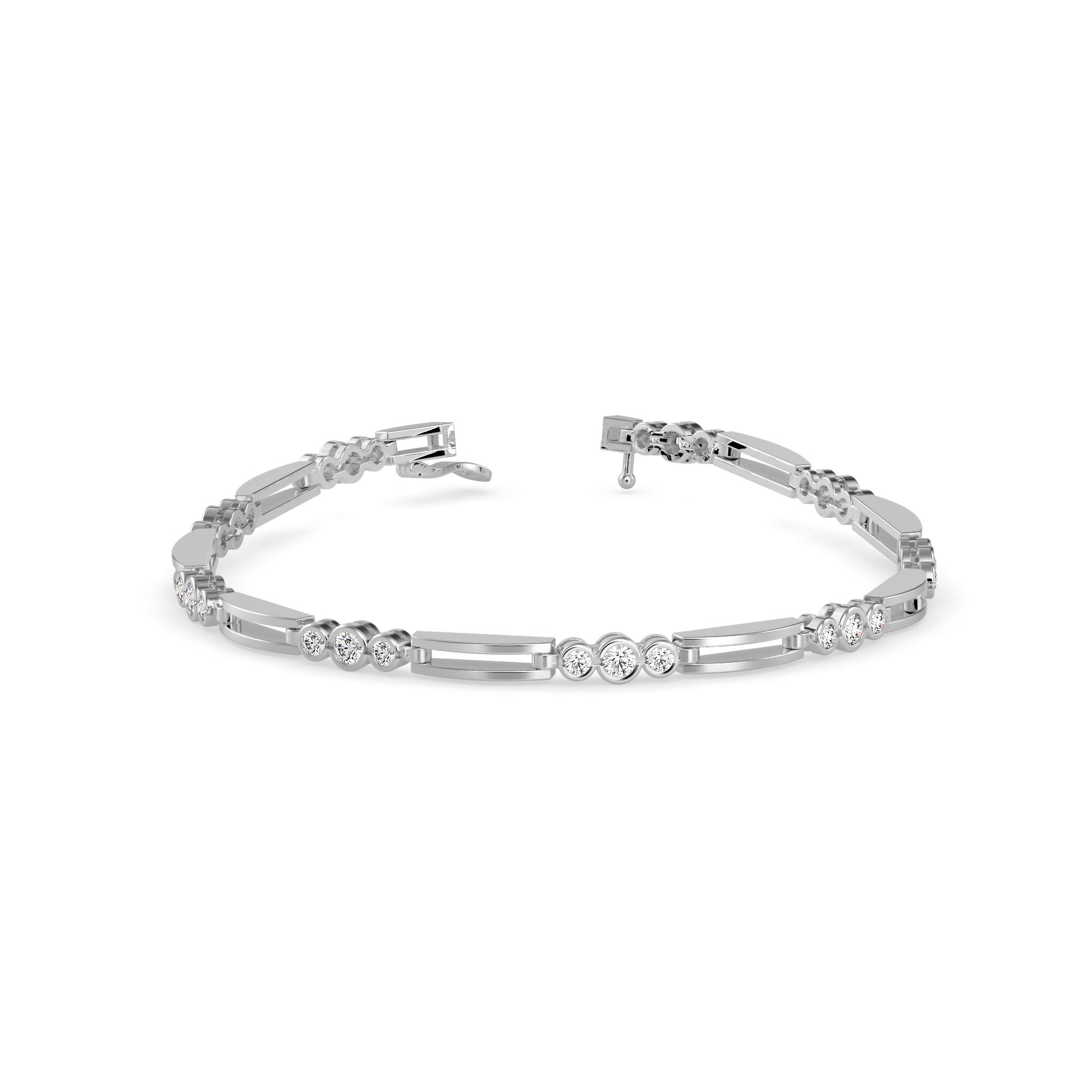 Facet Tennis Diamond Bracelet-Silver