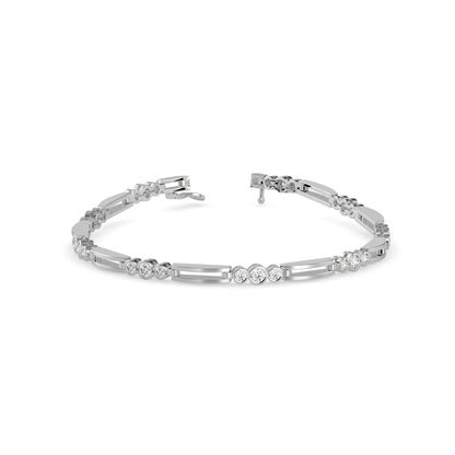 Facet Tennis Diamond Bracelet-Silver