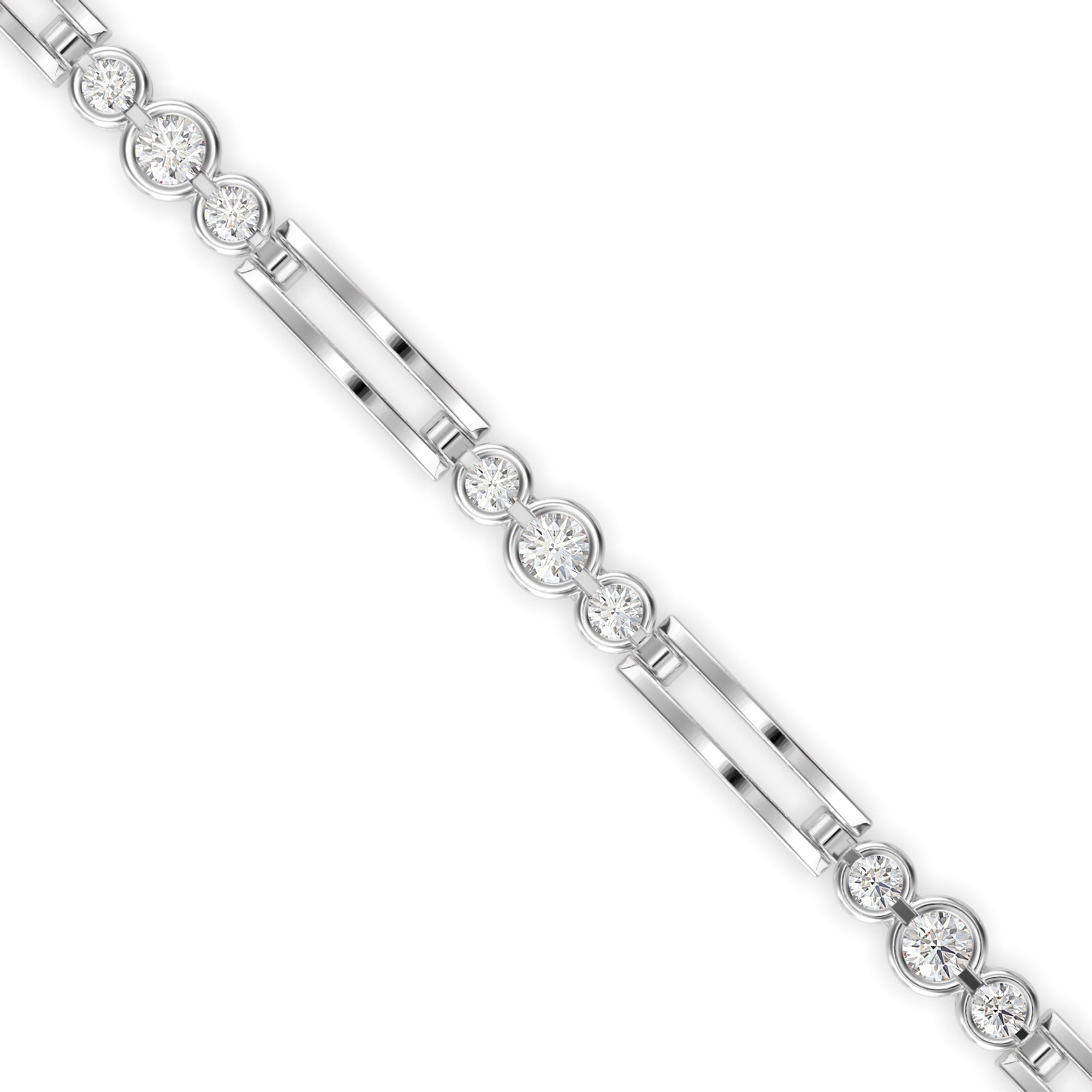 Facet Tennis Diamond Bracelet-Silver