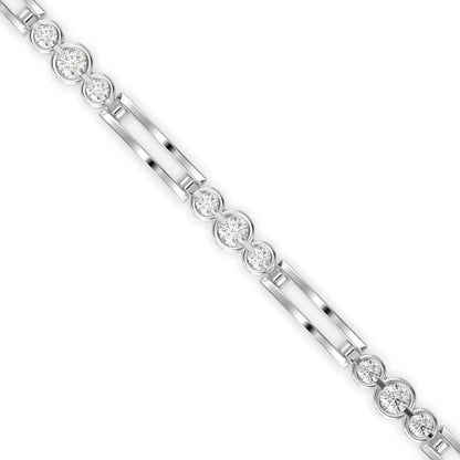Facet Tennis Diamond Bracelet-Silver