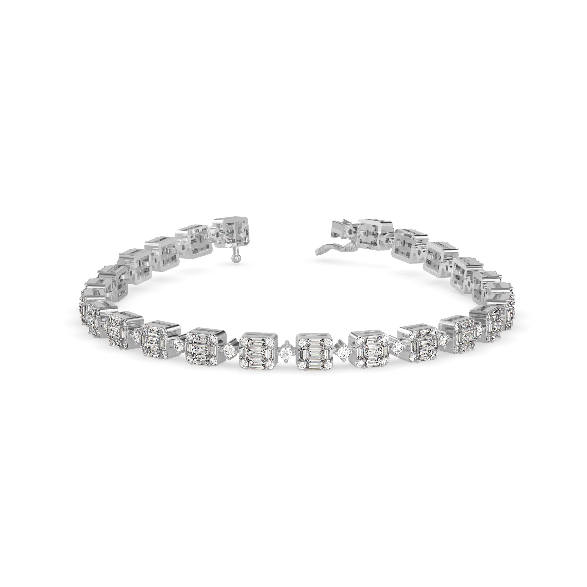 Sage Tennis Diamond Bracelet-Silver