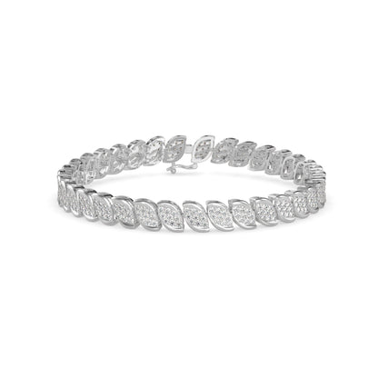 Flair Heart Diamond Tennis Bracelet-Silver