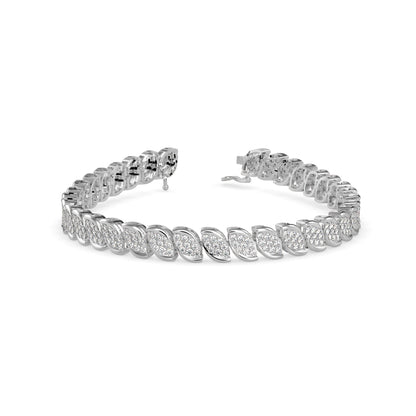 Flair Heart Diamond Tennis Bracelet-Silver