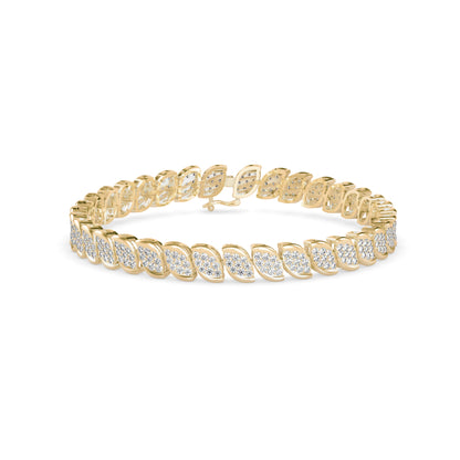 Flair Heart Diamond Tennis Bracelet-Golden