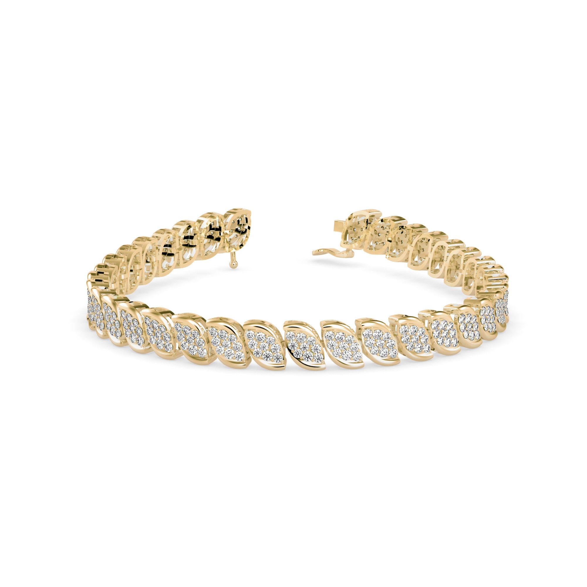 Flair Heart Diamond Tennis Bracelet-Golden