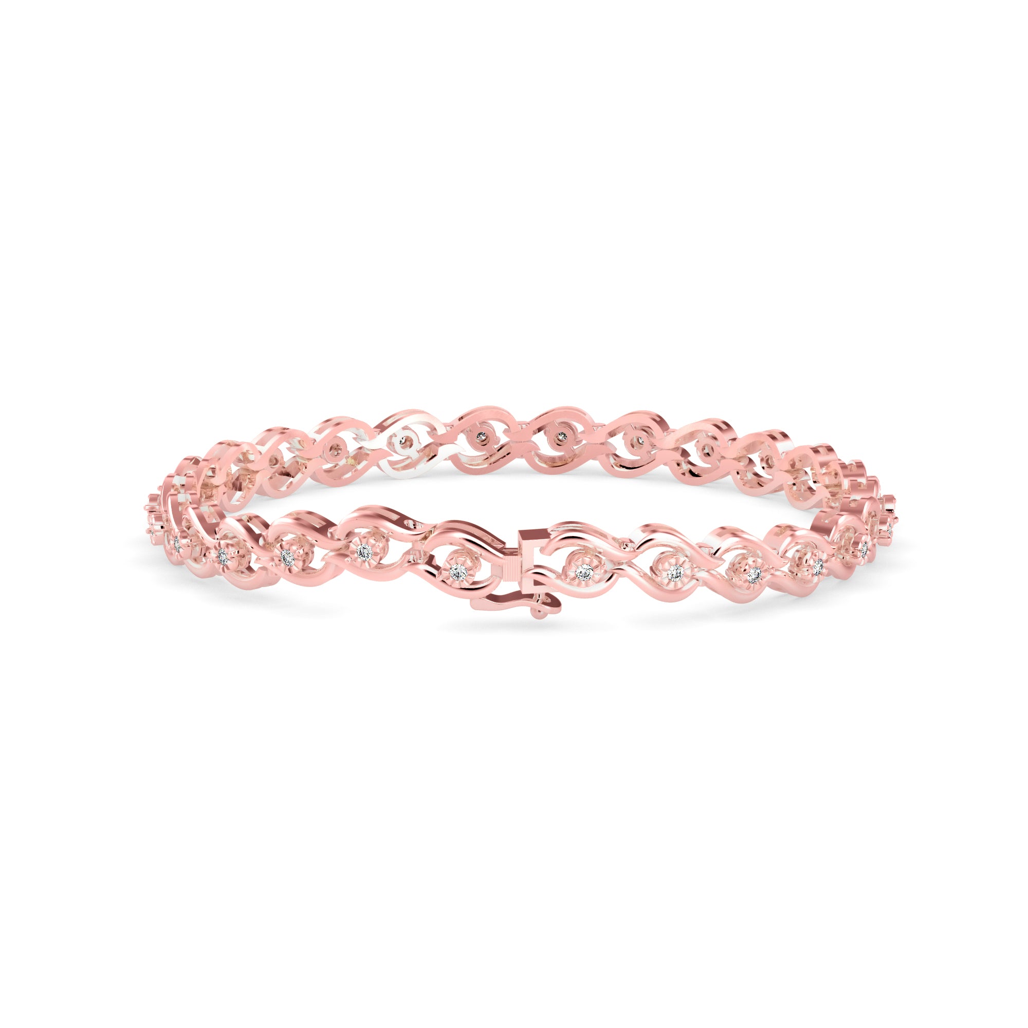 Brainy Tennis Diamond Bracelet-Rose Gold
