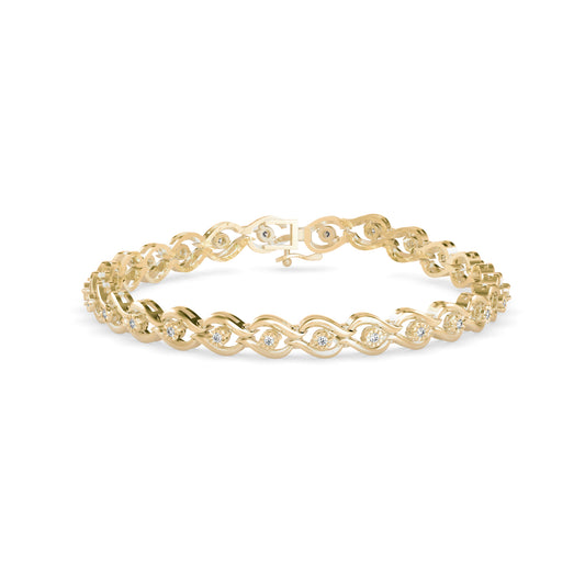 Brainy Tennis Diamond Bracelet-Golden