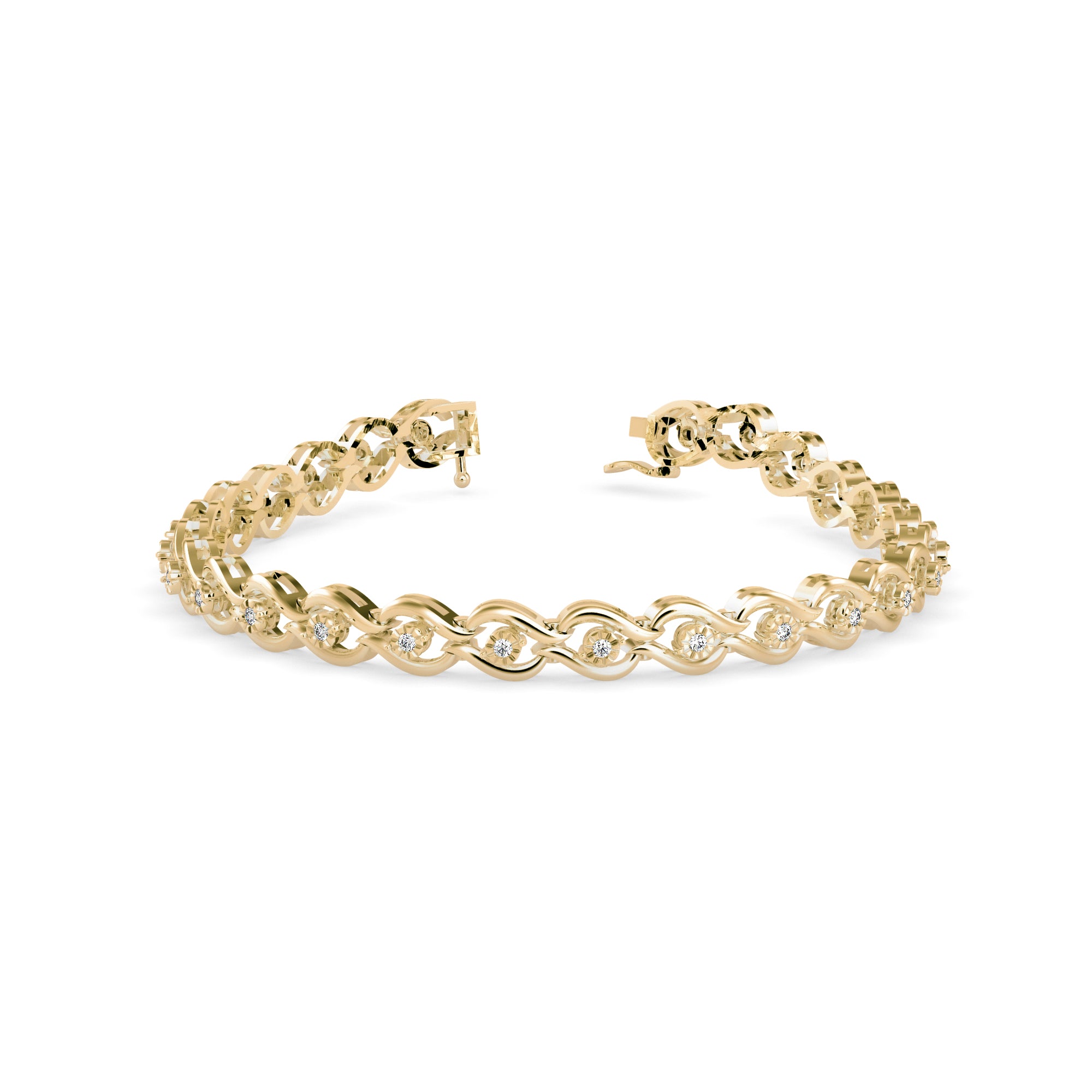 Brainy Tennis Diamond Bracelet-Golden