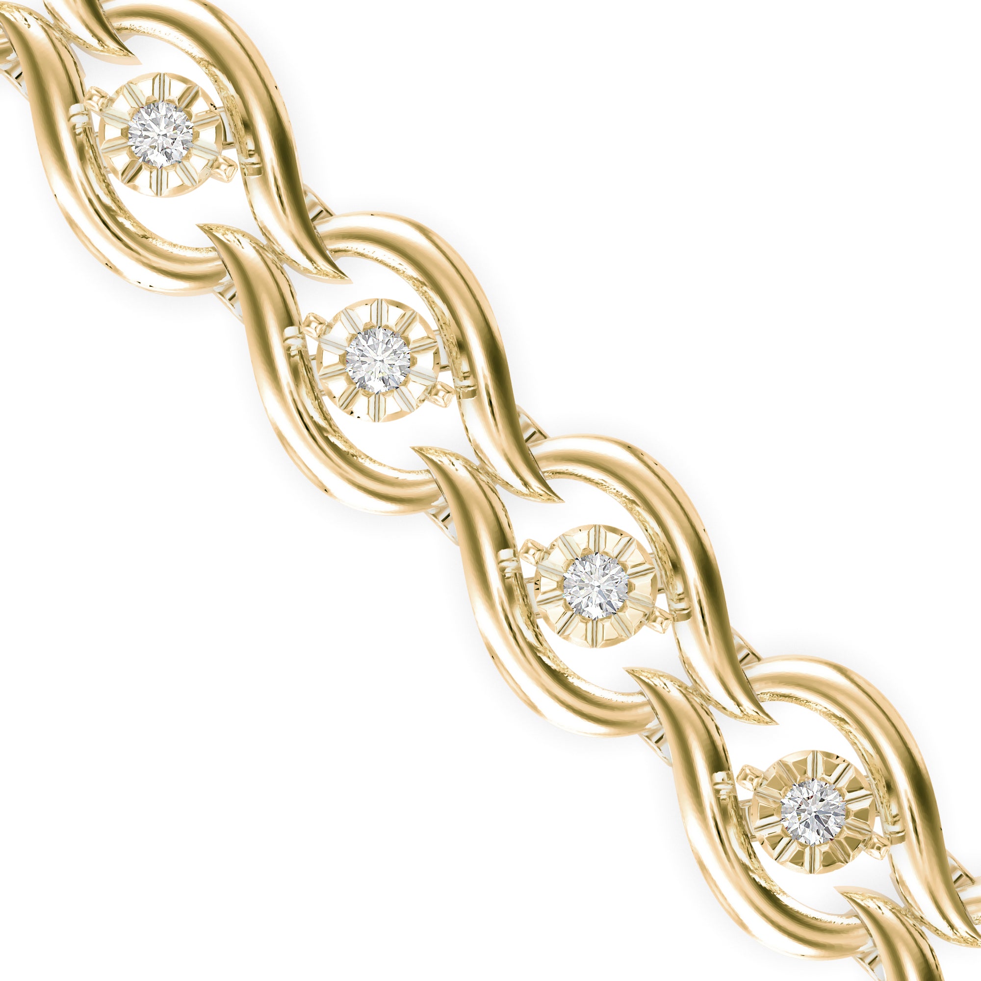 Brainy Tennis Diamond Bracelet-Golden