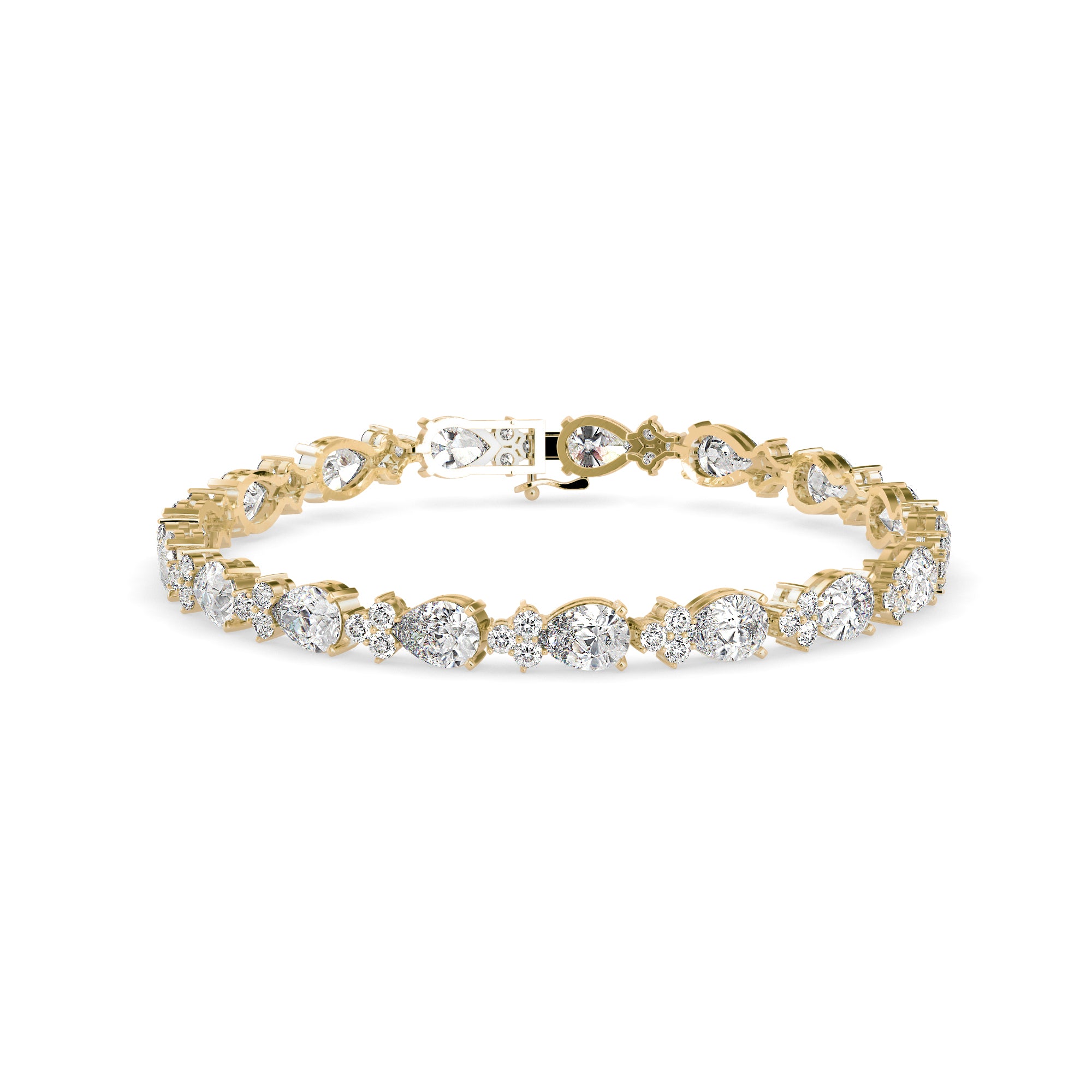 Sinewy Diamond Tennis Bracelet-Golden