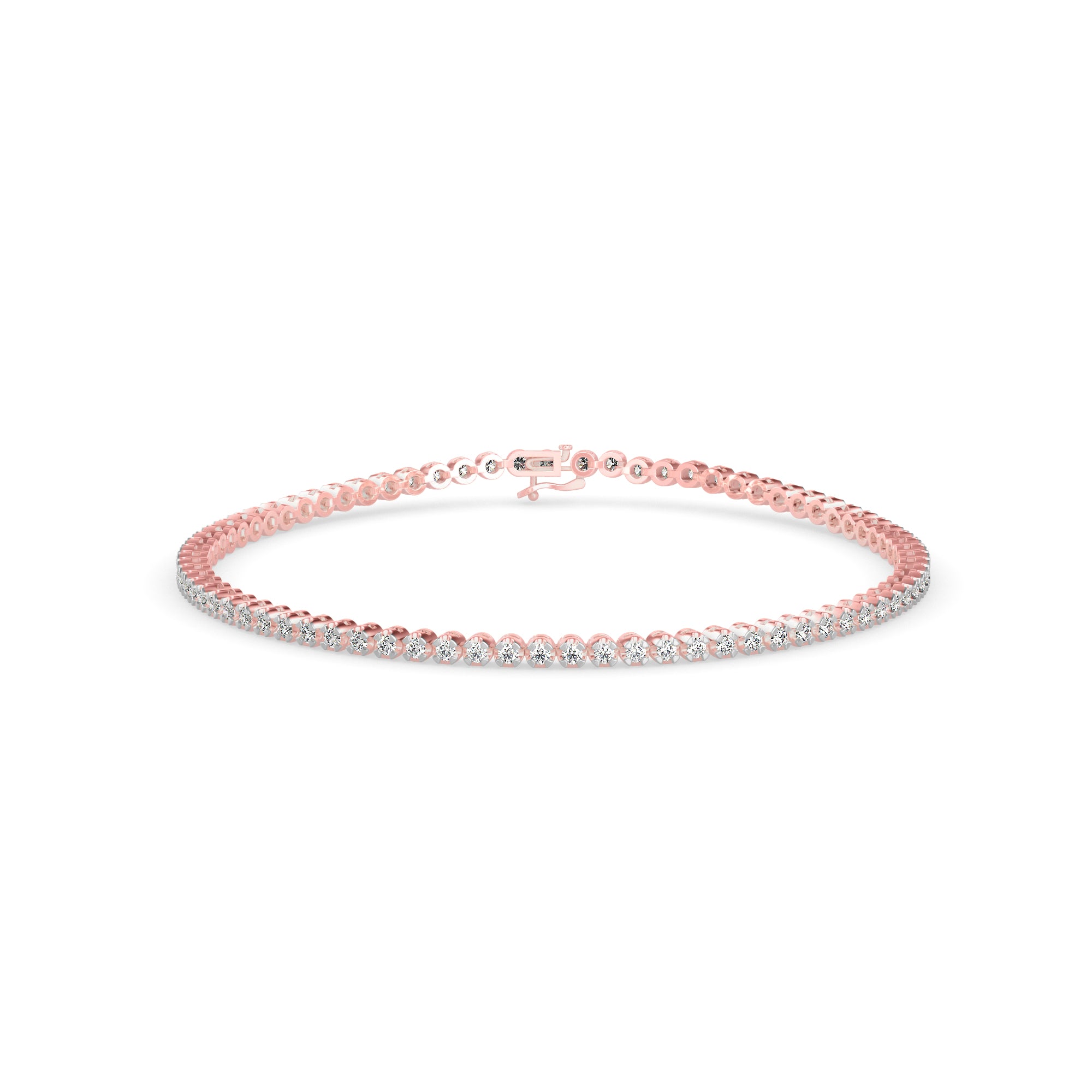 Vague Diamond Tennis Bracelet-Rose Gold