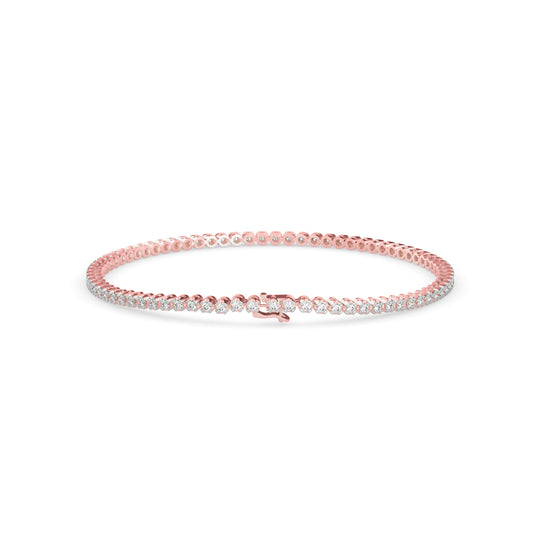 Vague Diamond Tennis Bracelet-Rose Gold