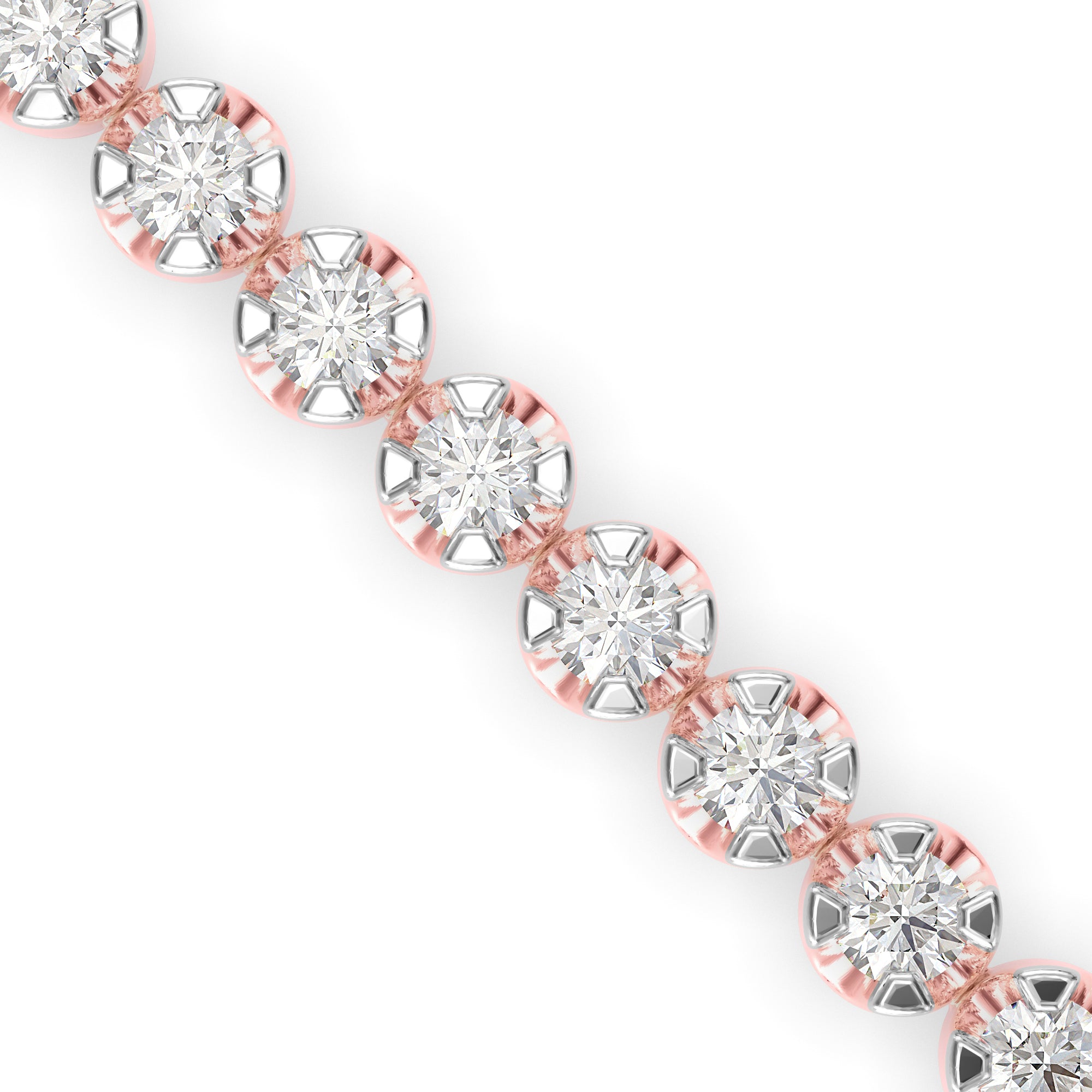 Vague Diamond Tennis Bracelet-Rose Gold