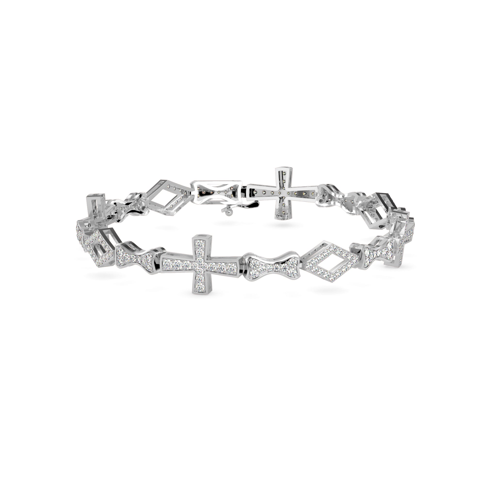 Savior Diamond Tennis Bracelet-Silver