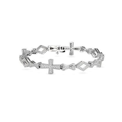 Savior Diamond Tennis Bracelet-Silver