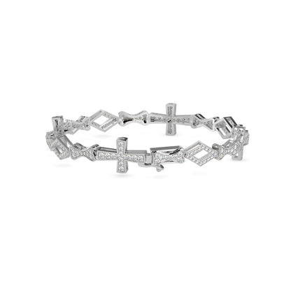 Savior Diamond Tennis Bracelet-Silver