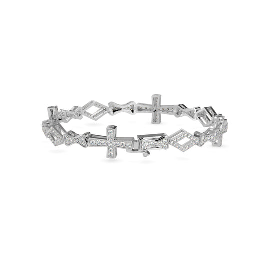 Savior Diamond Tennis Bracelet-Silver