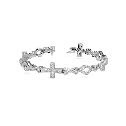 Savior Diamond Tennis Bracelet-Silver