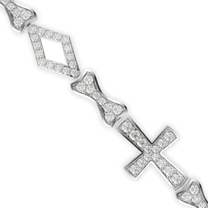 Savior Diamond Tennis Bracelet-Silver