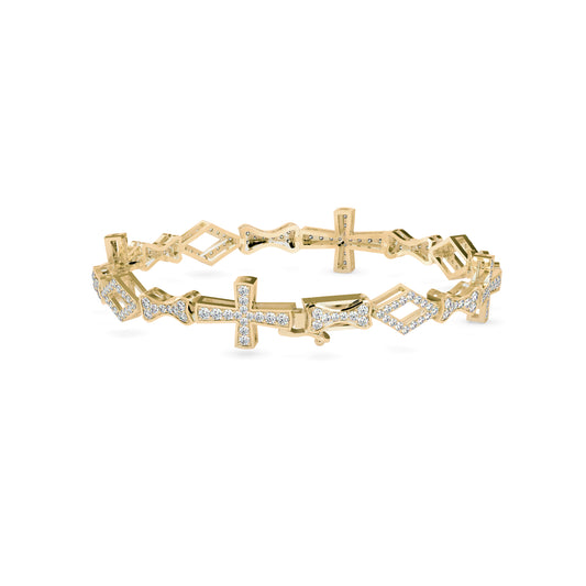Savior Diamond Tennis Bracelet-Golden