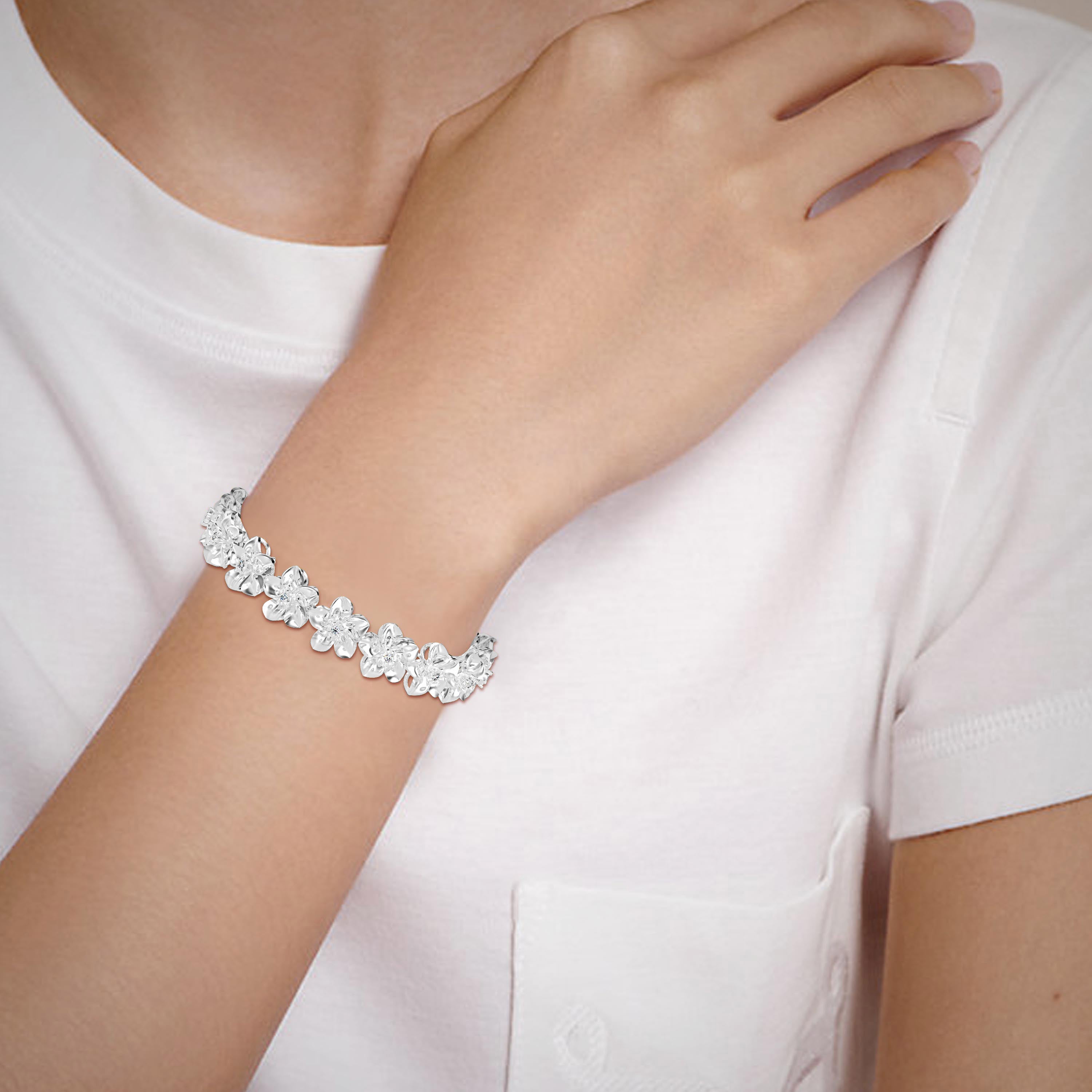 Nucifera Diamond Tennis Bracelet-Silver