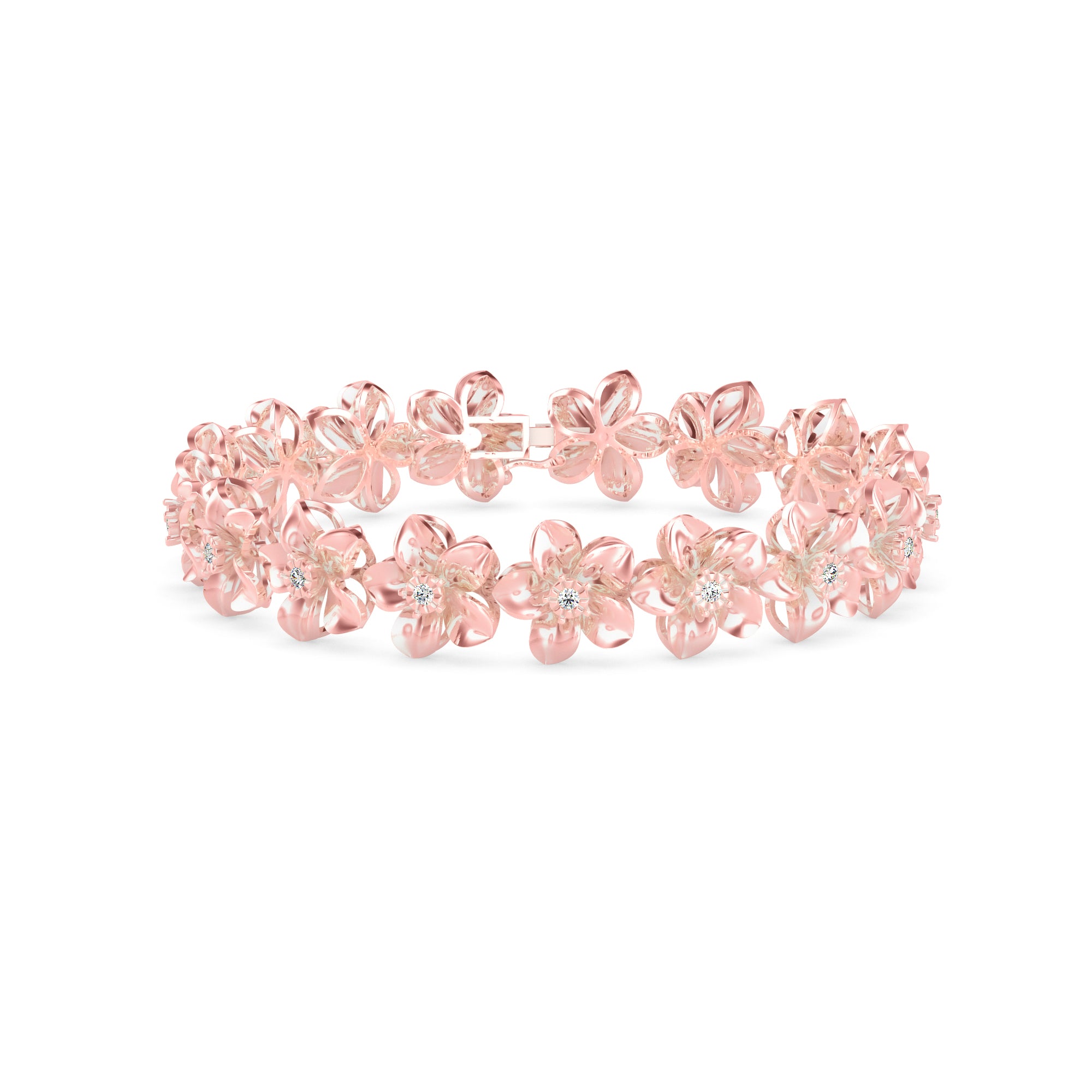 Nucifera Diamond Tennis Bracelet-Rose gold