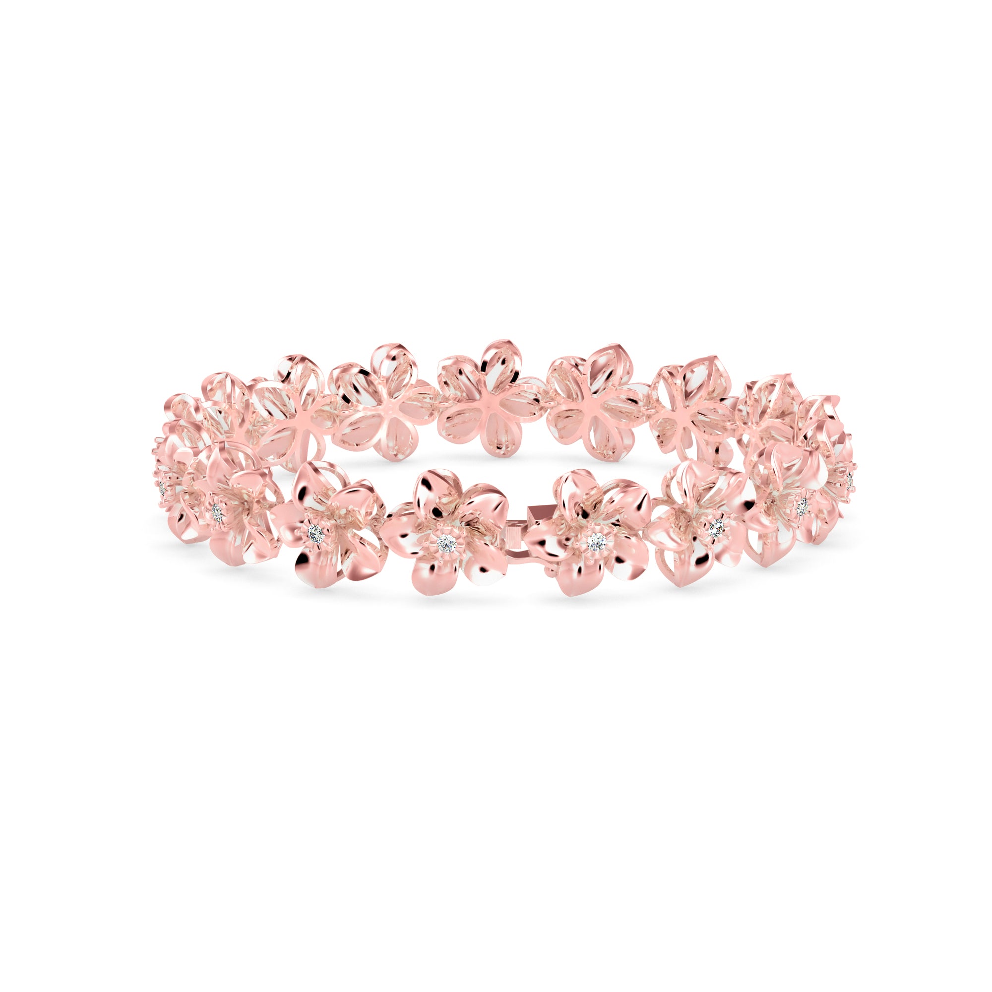 Nucifera Diamond Tennis Bracelet-Rose gold