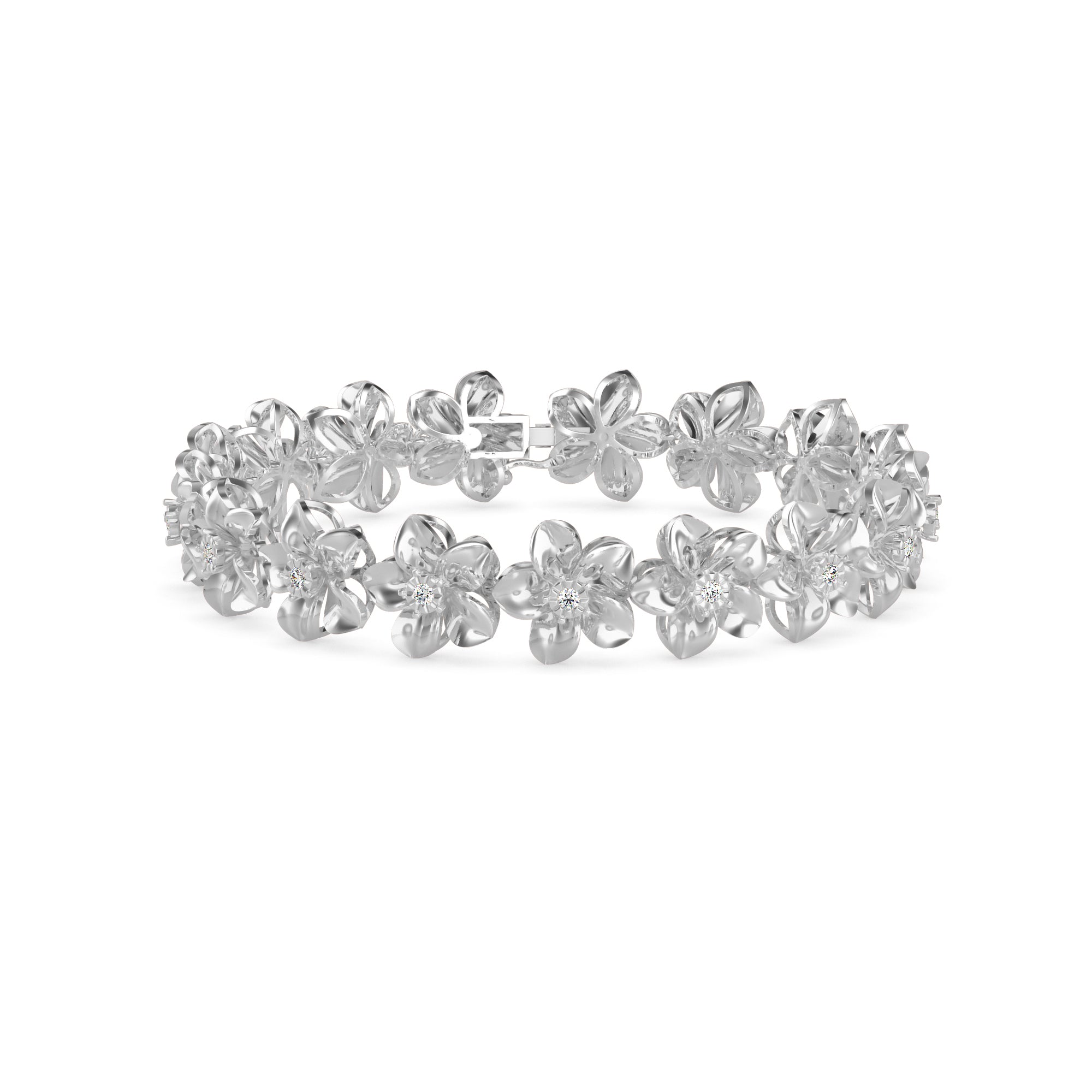 Nucifera Diamond Tennis Bracelet-Silver