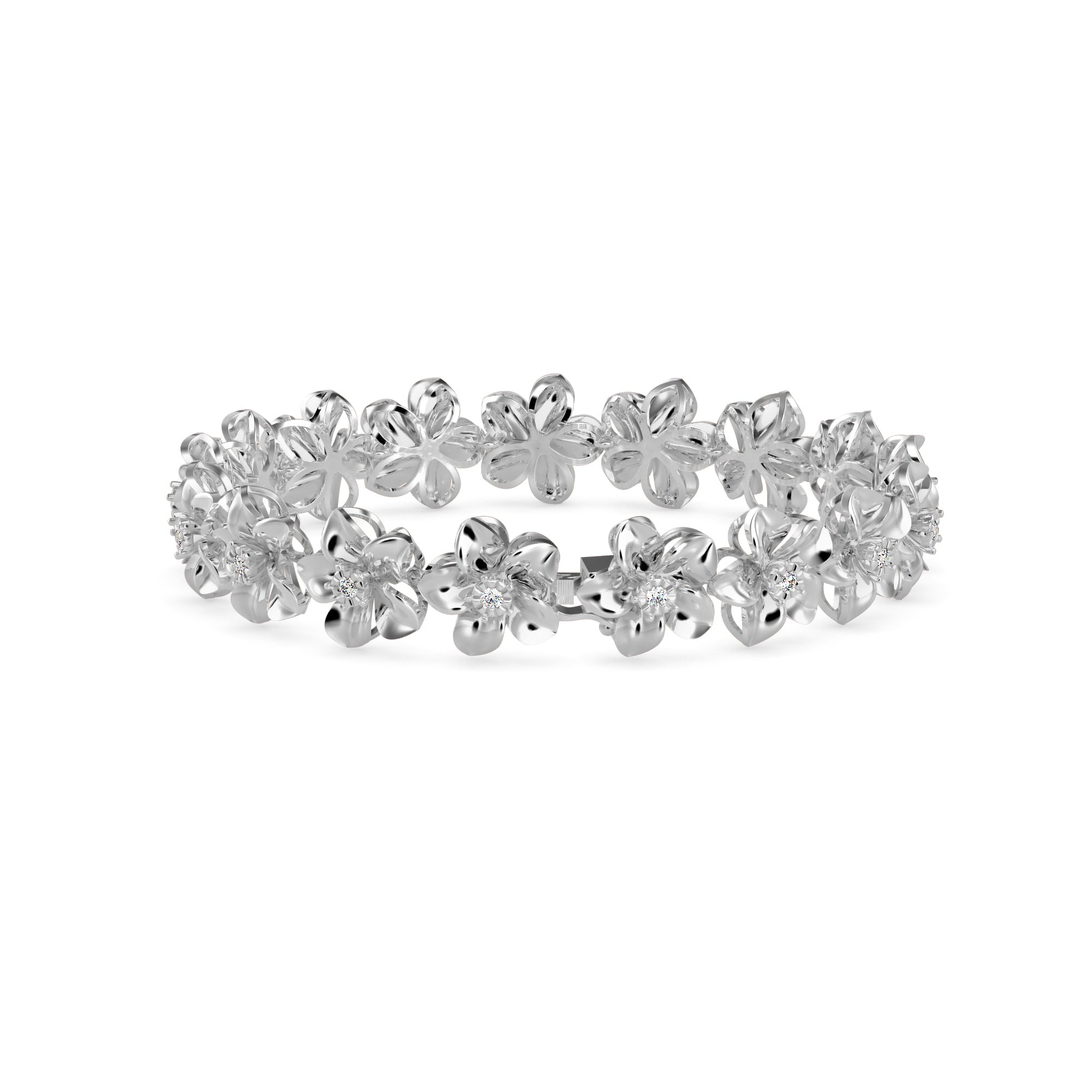 Nucifera Diamond Tennis Bracelet-Silver