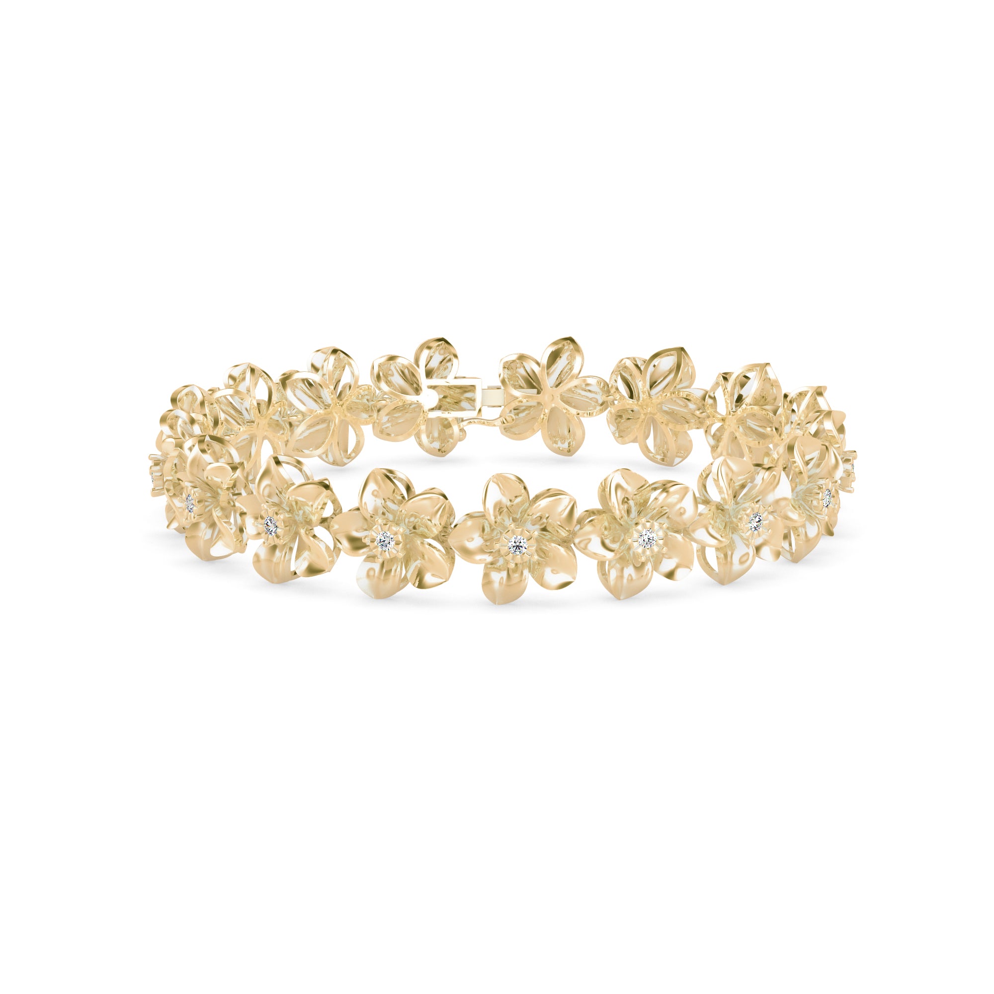 Nucifera Diamond Tennis Bracelet-Golden