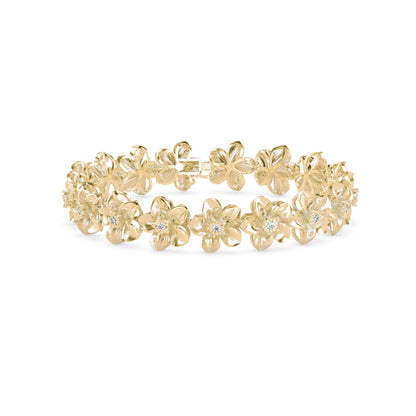 Nucifera Diamond Tennis Bracelet-Golden