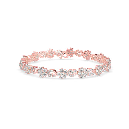 Foliate Diamond Tennis Bracelet-Rose Gold
