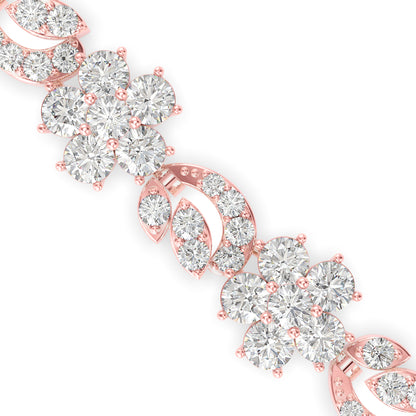 Foliate Diamond Tennis Bracelet-Rose Gold
