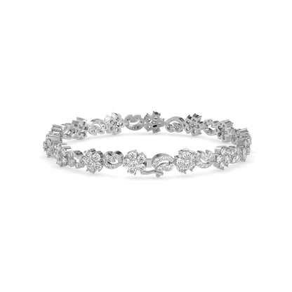 Foliate Diamond Tennis Bracelet-Silver