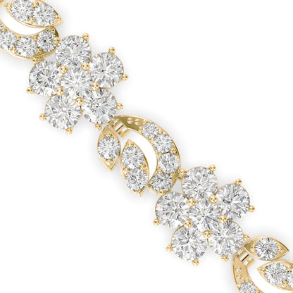 Foliate Diamond Tennis Bracelet-Golden
