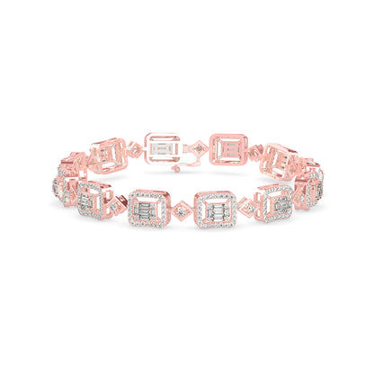 Plaids Tennis Diamond Bracelet-Rose Gold